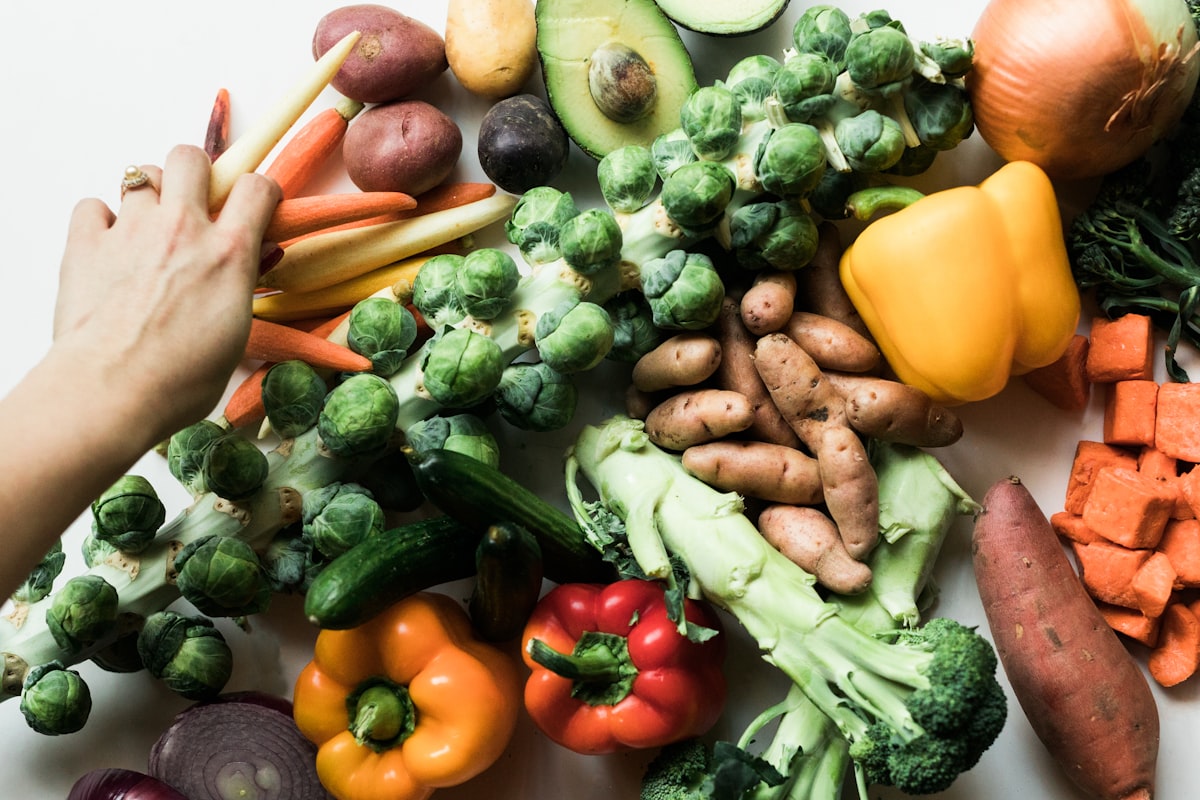 Balanced home-cooked meal with fresh vegetables and whole grains